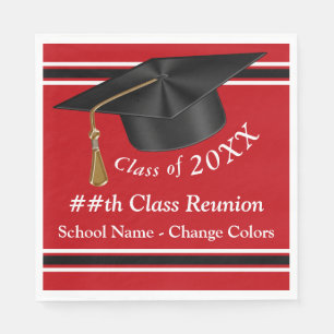 Customizable Red White Black Class Reunion Napkins