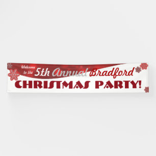 Customizable red white Christmas holiday banner