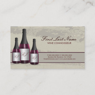 Customizable red wine bottle business cards