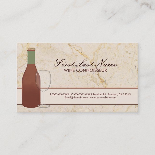 Customizable red wine vine business cards (Front)