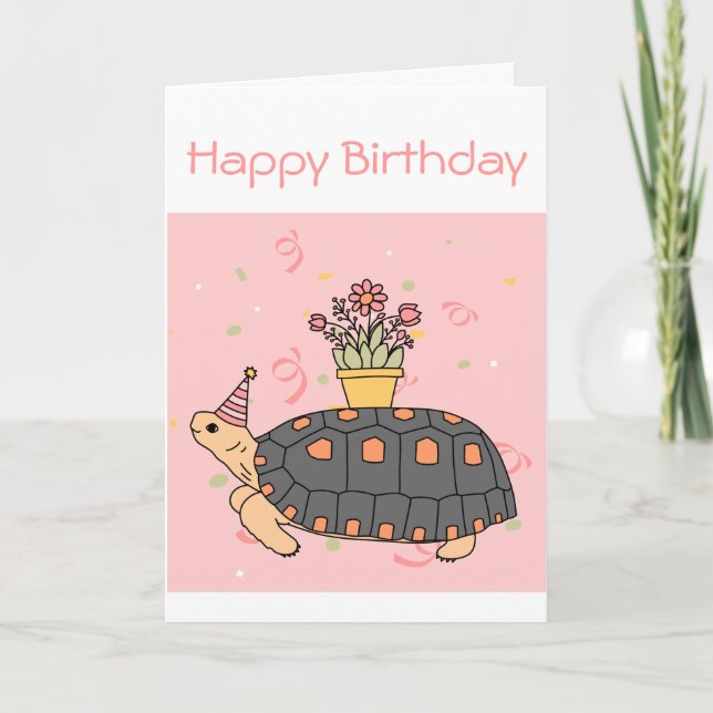 Customizable Redfoot Tortoise Birthday Card 3 (Front)