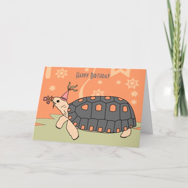Customizable Redfoot Tortoise Birthday Card 5 (Front)