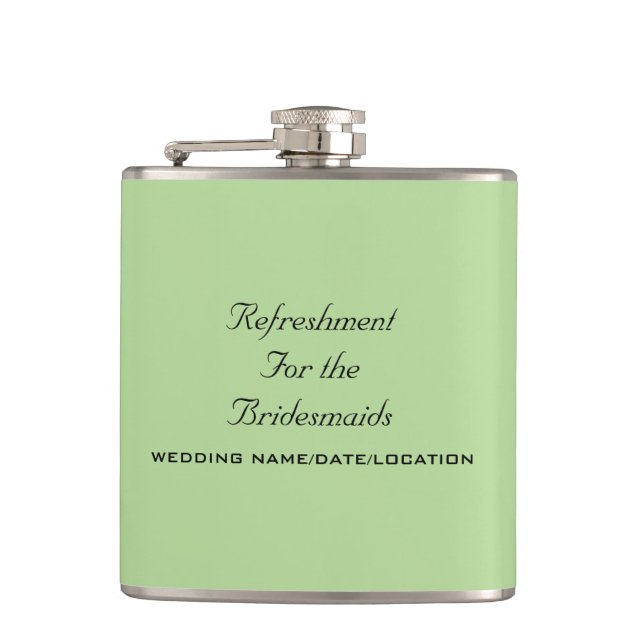 CUSTOMIZABLE Refreshment for Bridesmaids Hip Flask (Front)