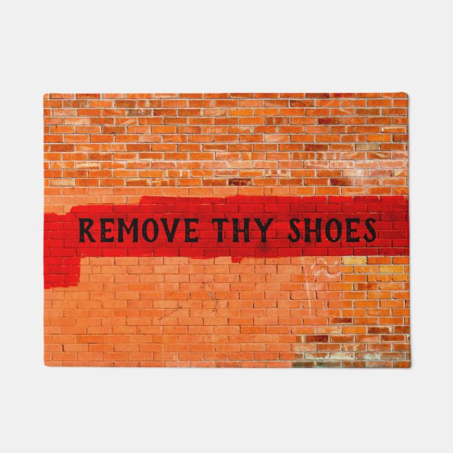 Customizable "Remove Thy Shoes" Fun Cool Unique Doormat (Front)