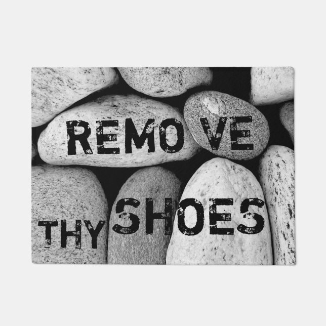 Customizable "Remove Thy Shoes" Fun Cool Unique  Doormat (Front)
