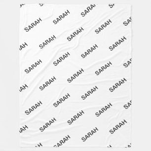 Customizable Repeating Text Modern White & Black Fleece Blanket