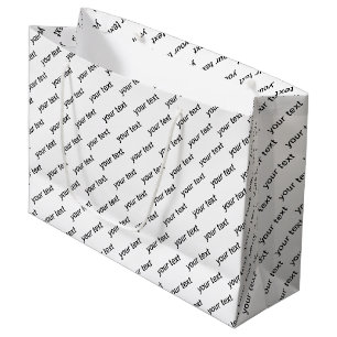 Customizable Repeating Text Modern White & Black Large Gift Bag
