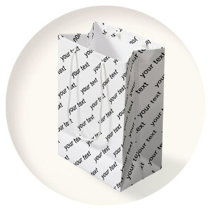 Customizable Repeating Text Modern White & Black Medium Gift Bag