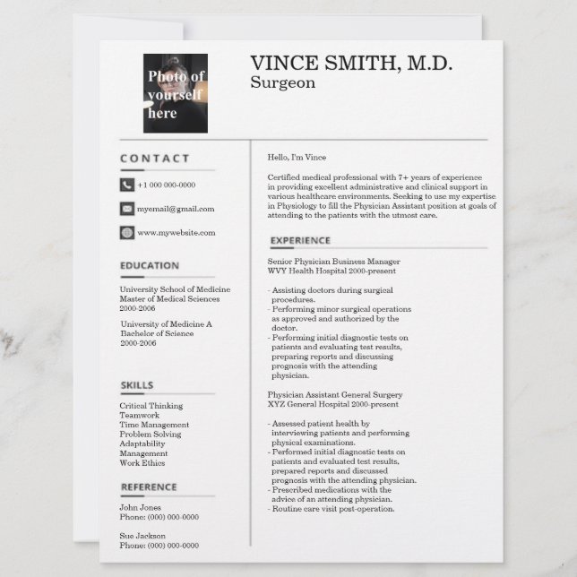 Customizable Resume Template with Photo 10 Letterhead (Front)