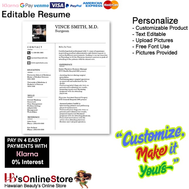 Customizable Resume Template with Photo 10 Letterhead (Customizable Resume Template with Photo Letterhead 10.)
