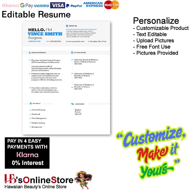 Customizable Resume Template with Photo 13 Letterhead (Customizable Resume Template with Photo 13 Letterhead.)