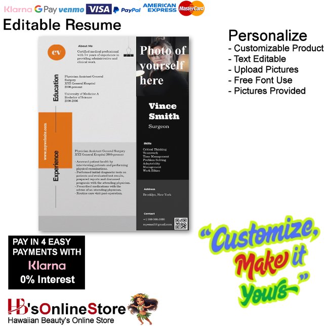Customizable Resume Template with Photo 16 Letterhead (Customizable Resume Template with Photo Letterhead 16.)
