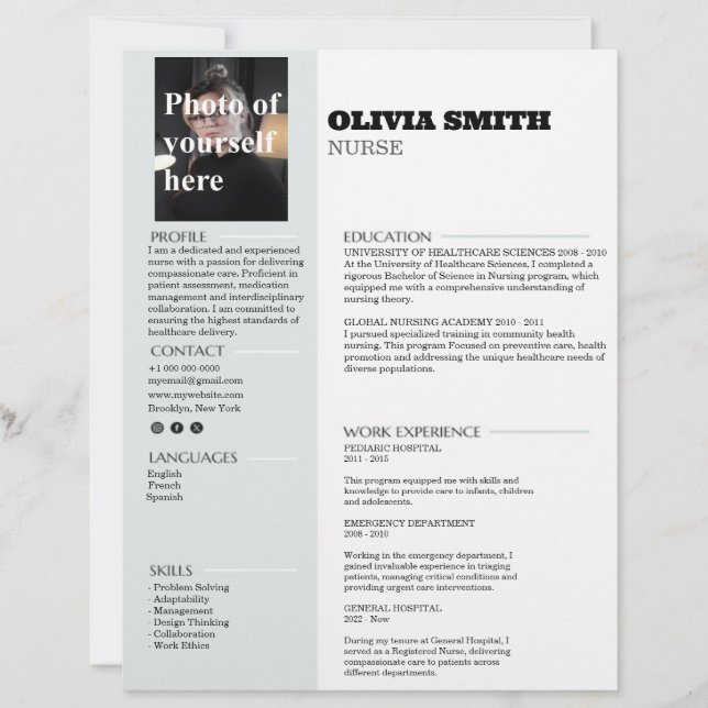 Customizable Resume Template with Photo 17 Letterhead (Front)