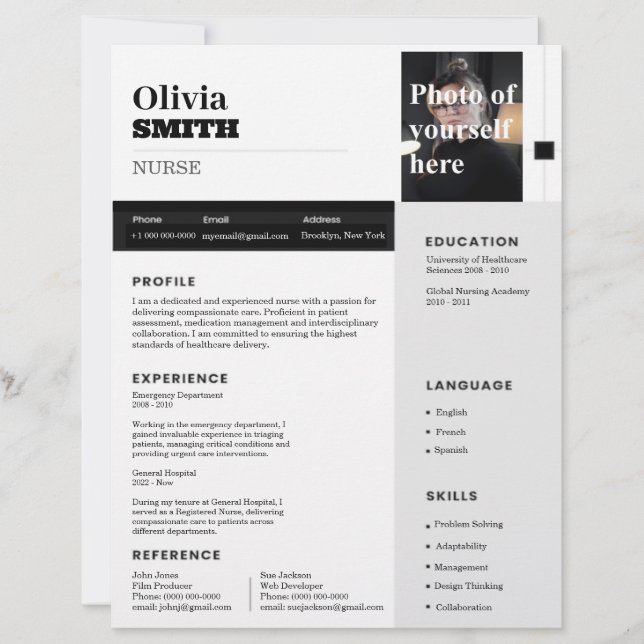 Customizable Resume Template with Photo 19 Letterhead (Front)