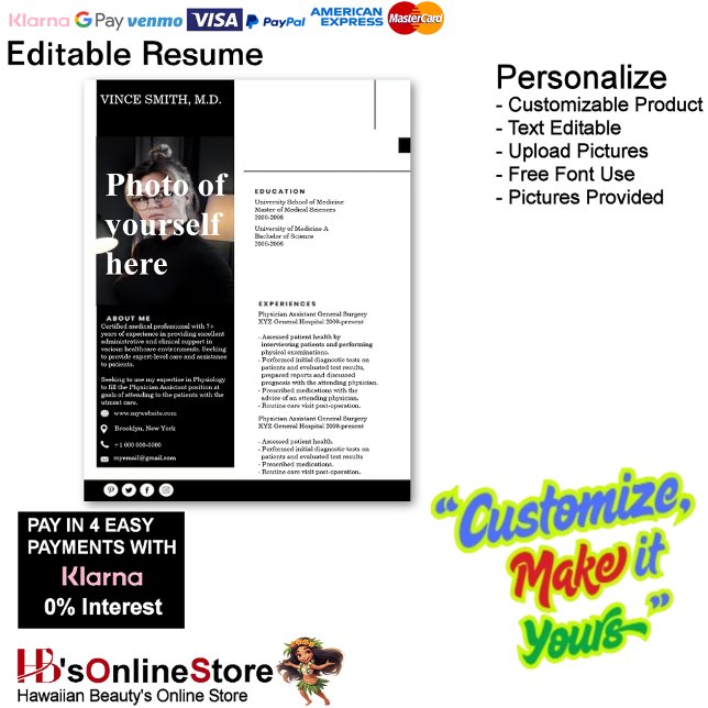 Customizable Resume Template with Photo 3 Letterhead (Customizable Resume Template with Photo Letterhead 3.)
