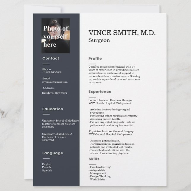 Customizable Resume Template with Photo 6 Letterhead (Front)