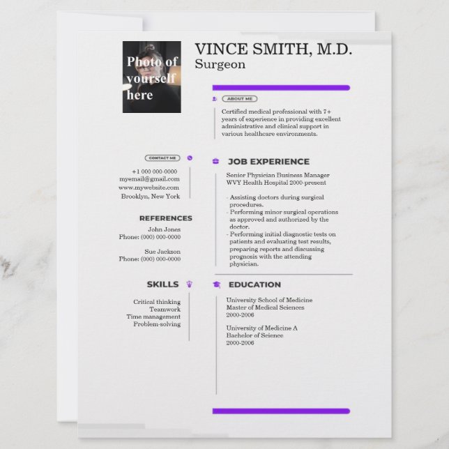 Customizable Resume Template with Photo 8 Letterhead (Front)
