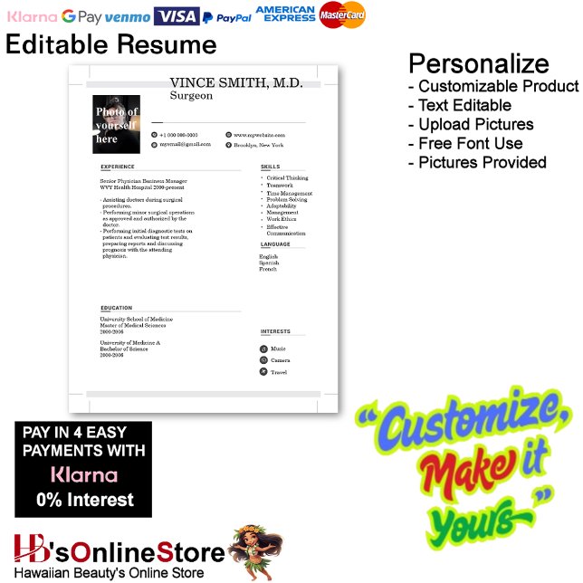 Customizable Resume Template with Photo 9 Letterhead (Customizable Resume Template with Photo Letterhead 9.
)