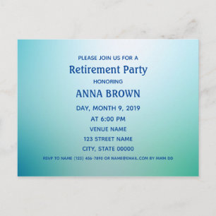 Customizable retirement invitation blue postcard