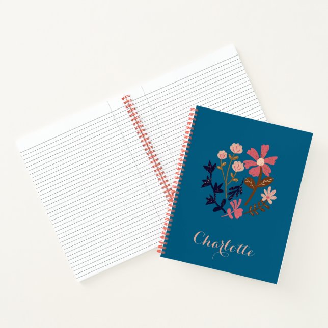 Customizable Retro Bloom Floral  Notebook (Inside)