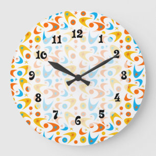 Customizable Retro Boomerangs Large Clock