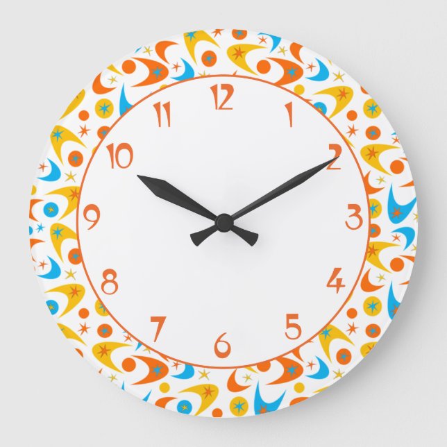 Customizable Retro Boomerangs Large Clock (Front)