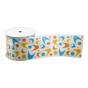 Customizable Retro Boomerangs Satin Ribbon