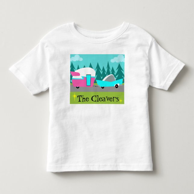 Customizable Retro Camper / Trailer & Car T-Shirt (Front)