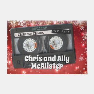 Customizable Retro Cassette Tape Christmas Doormat