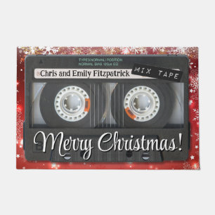 Customizable Retro Cassette Tape Christmas Doormat