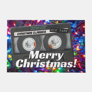 Customizable Retro Cassette Tape Christmas Doormat