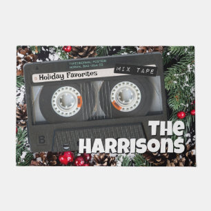 Customizable Retro Cassette Tape Christmas Doormat