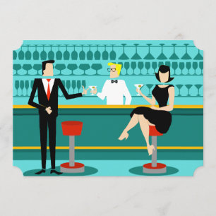 Customizable Retro Cocktail Lounge Invitation