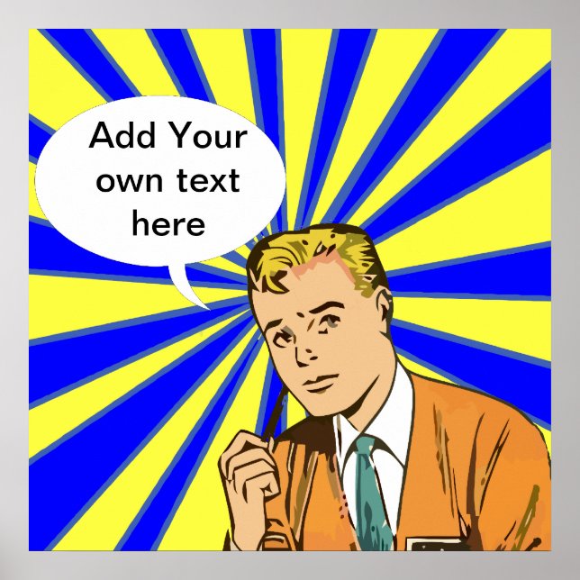 Customizable retro comic style design Large poster (Front)