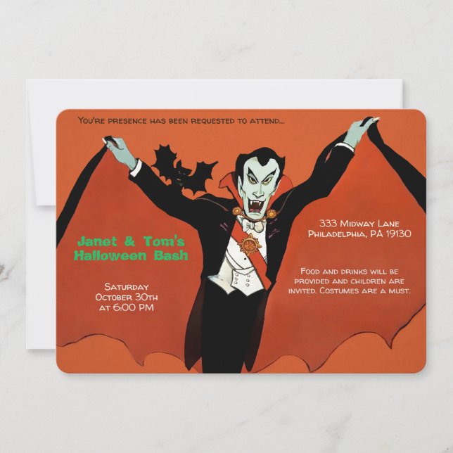 Customizable Retro Dracula Invitation (Front)