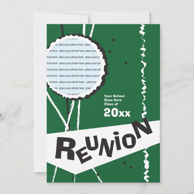 Customizable Retro Green Class Reunion Invitation (Front)