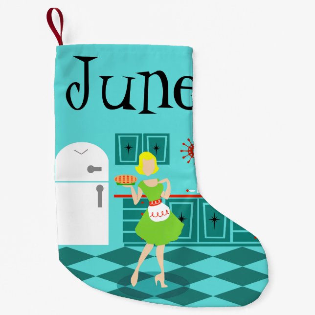 Customizable Retro Kitchen Christmas Stocking (Front)