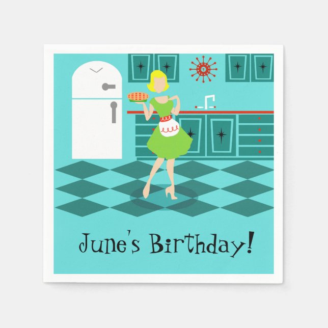 Customizable Retro Kitchen Paper Napkins (Front)