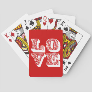 Customizable Retro LOVE Square Playing Cards