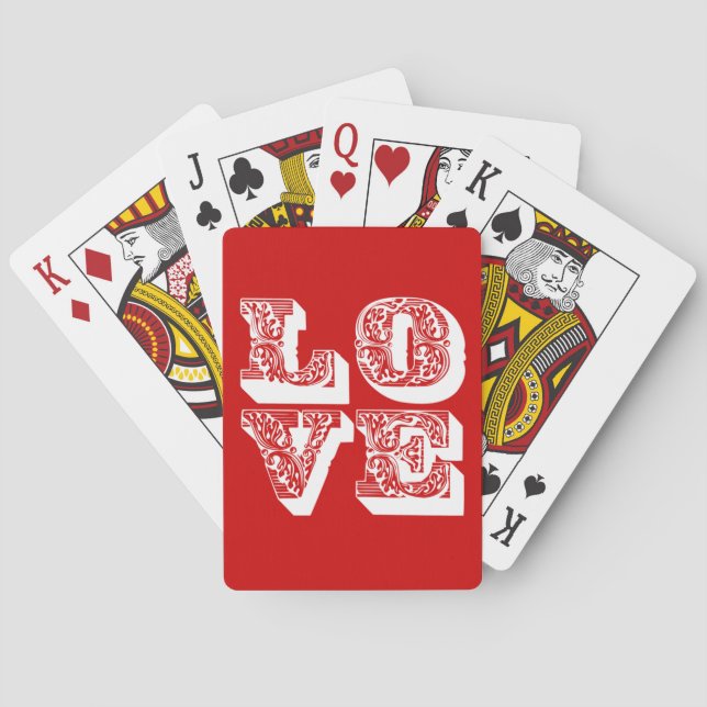 Customizable Retro LOVE Square Playing Cards (Back)
