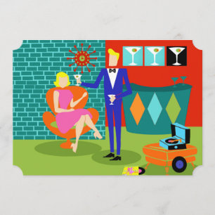 Customizable Retro Martini Couple Invitations