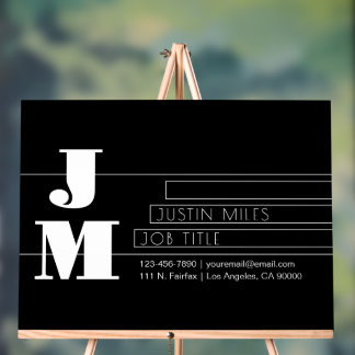 Customizable Retro-modern Black & White Monogram Acrylic Sign
