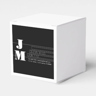 Customizable Retro-modern Black & White Monogram Favor Box