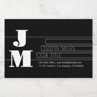Customizable Retro-modern Black & White Monogram Food Label