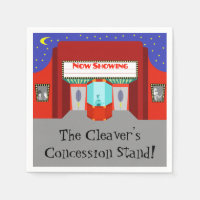 Customizable Retro Movie Theatre Paper Napkins