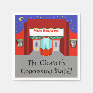Customizable Retro Movie Theatre Paper Napkins