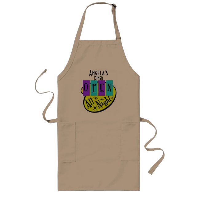 Customizable Retro Open All Night Diner Apron (Front)