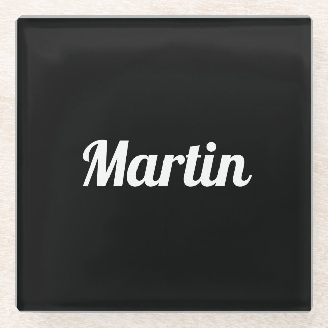 Customizable Retro Script | Black or DIY Colour Glass Coaster (Front)
