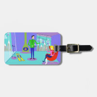 Customizable Retro Ski Vacation Luggage Tag
