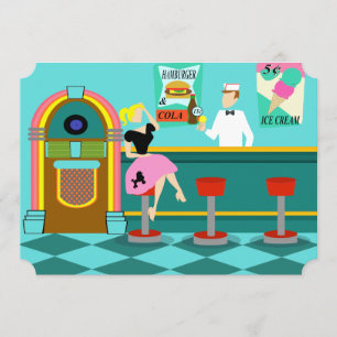 Customizable Retro Soda Fountain Invitations